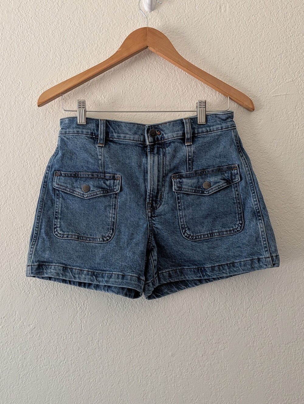 Madewell High-Rise Flap Patch Pocket Denim Jean Shorts Medium Wash Size 27